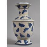 A Modern Chinese Decorative Blue and White Crackle Glazed Vase Decorated with Butterflies, 34cm high