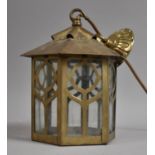 A Mid/Late 20th Century Brass Hexagonal Hall Ceiling Lantern, 24cm high
