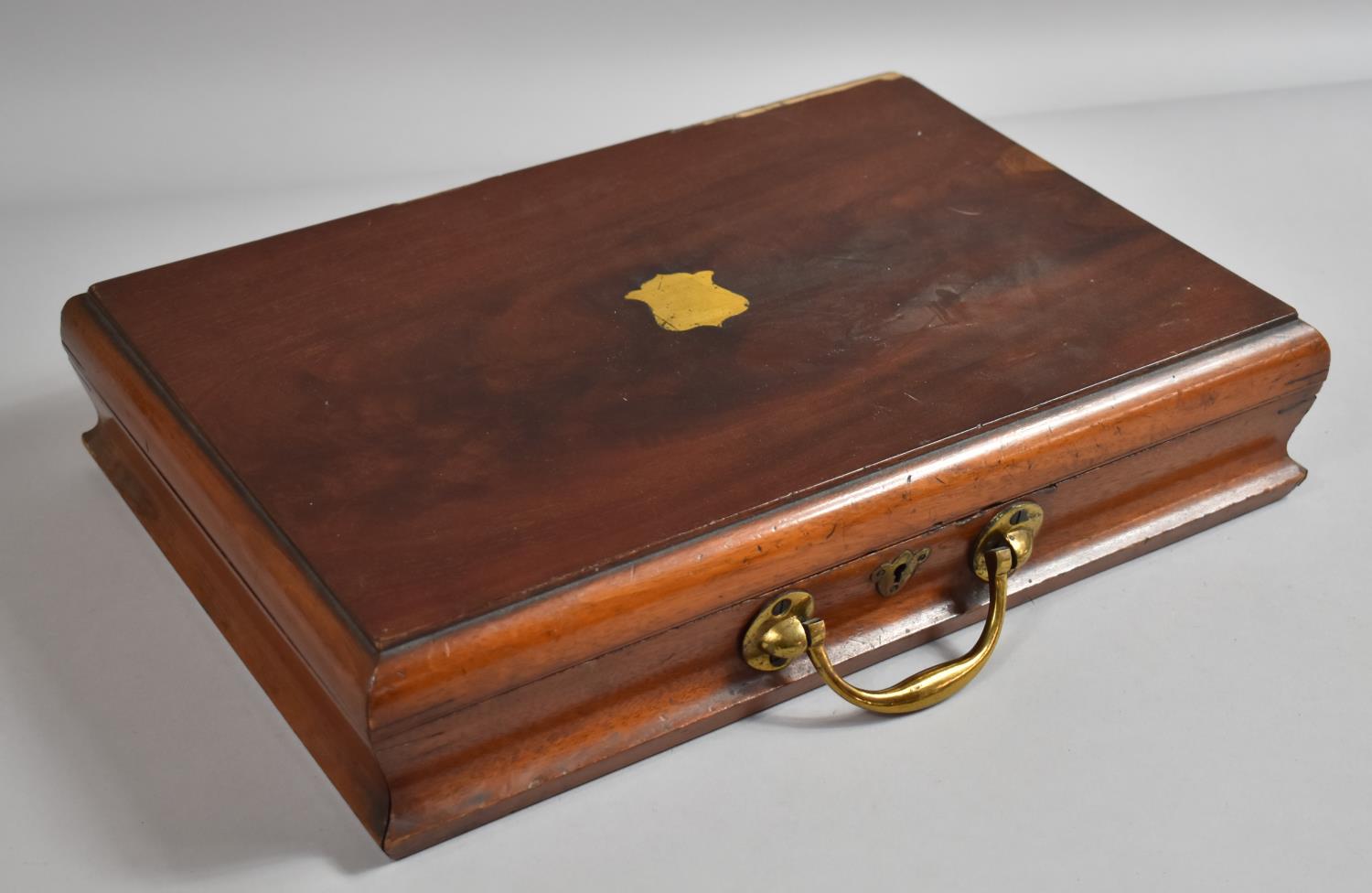 A Late Victorian/Edwardian Brass Mounted Canteen Box, Now Stripped Out to Create Workbox, Brass