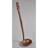 An Arts and Crafts Copper Ladle with Twisted Handle and Stamped MER, 25cm Long