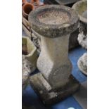 A Reconstituted Stone Bird Bath on Square Plinth Base, 31cm Diameter and 68cm High