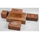 A Collection of Five Far Eastern Wooden Boxes of Various Sizes