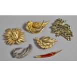 A Collection of Six Late 20th Century Gilt and Enamelled Brooches