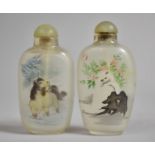 Two Chinese Reverse Painted Snuff Bottles, 7.5cm high
