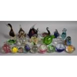 A Collection of Various Glass Paperweights, 21 Pieces in Total