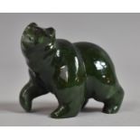 A Late 20th Century Inuit Study of a Bear in Polished Green Stone, 7.5cm Long