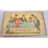 A Late Victorian/Edwardian Table Croquet Game, with Hoops, Hammers, Balls and Pegs, Original Box,