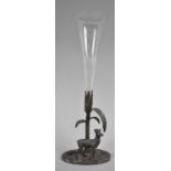 A Late 19th/Early 20th Century Single Glass Trumpet Epergne on Silver Plated Colonial Style Base