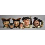 A Collection of Four Large and Two Small Royal Doulton Character Jugs