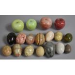 A Collection of Polished Stoneware Fruit and Eggs etc