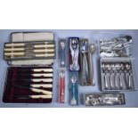 A Collection of Bone Handled and Stainless Steel Cutlery, Souvenir Spoons etc