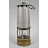A Vintage Brass Based Miner's Safety Lamp, 25cm high
