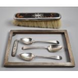 A Collection of Silver Items to Include Three Georgian Spoons, Edwardian Clothes Brush, Penknife and