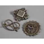 A Collection of Three Late Victorian Silver Brooches to Include Staffordshire Knot