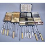 A Collection of Various Boxed and Loose Bone Handled and Silver Plated Cutlery