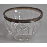 A Victorian Cut Glass Bowl with Silver Rim, London Hallmark 1881, 12.5cm Diameter
