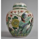 A 19th Century Chinese Ginger Jar Decorated with Bird on Rock with Branches and Flowers in the