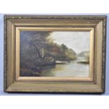 A Late 19th Century Oil on Canvas Depicting River Scene, Unsigned, 59x39cm