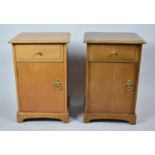A Pair of Stag Bedside Cabinets with Top Drawers, Each 43cm wide x 65cm high