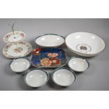 A Royal Doulton Floral Decorated Rectangular Bowl, Royal Doulton Moonstone Fruit Set, Two Tier