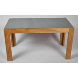 A Modern Stone Topped Rectangular Coffee Table with Reeded Supports, 76cm Wide