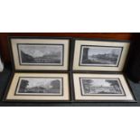 Four Re-Framed 19th Century Architectural Engravings by S Porter, Each 49x22cm