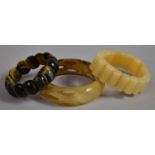 A Collection of Three Bracelets to Include Horn, Tigers Eye and Jade
