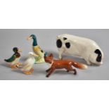 A Collection of Beswick and Doulton Animals and Birds, to Include Beswick Fox, Gloucester Old Spot