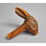 A Novelty Resin Walking Stick Handle in the Form of a Hare's Head, 10cm Long