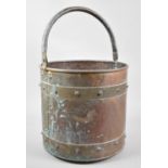 A Brass Banded Circular Coal Bucket, 28cm Diameter and 28cm high