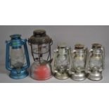 A Collection of Vintage Hurricane Lamps, Tilley Lamp etc