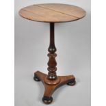 A 19th Century Oak Circular Topped Wine Table on Turned Support with Triform Base and Three Bun