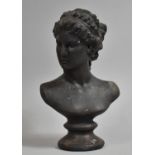 A Cast Cast Black Painted Plaster Bust of Clytie, 35cm high