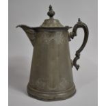 A Large Late 19th/Early 20th Century Pewter Jug with Engraved Decoration, 33cm High