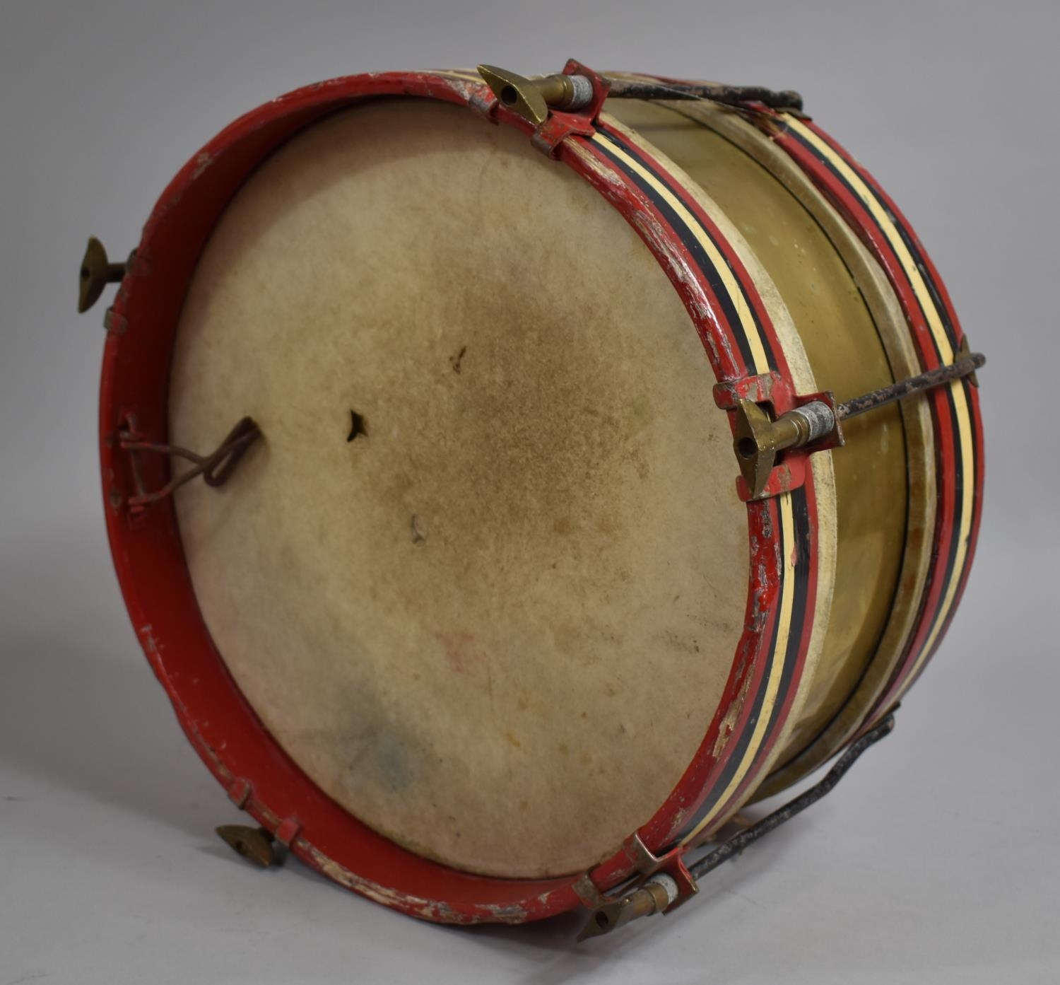 A Vintage Brass and Wooden Snare Drum, 38cm Diameter, Condition Issues