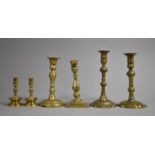 A Collection of 19th Century and Later Brass Candlesticks, Tallest 20cm high