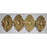 A Set of Four Late 19th Century Harvest Festival Pressed Brass Mounts Decorated in Relief with Grape