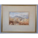 A Framed Watercolour Depicting Mountain Scene, 26x17cm