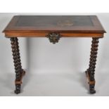 A Victorian Rosewood Side Table with Barley Twist Supports and Scrolled Ebonised Feet, 93cm Wide, In