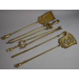 A Collection of Various Brass Long Handled Fire Irons, Poker, 65cm Long