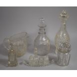 A Collection of Various Glassware to comprise Decanters, Jugs, Cruet, lidded Jugs Etc