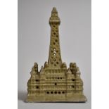 A Cast Aluminum Novelty Money Box in the Form of the Blackpool Tower, 18cm high