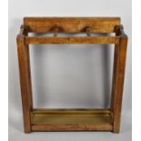 An Art Decio Oak Three Section Stick Stand with Brass Drip Tray, 66cm long
