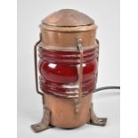 A Copper Cylindrical Ships Port Light, Now Converted to Table Lamp, 24cm high
