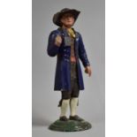 An Unusual Cold Painted Metal Figure of a Quaker on Circular Plinth Base, 37cm High