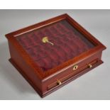 A Modern Mahogany Jewellery Case with Glazed Sloping and Hinged Lid, Base Drawer, Complete with Key,