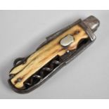 A Vintage Horn Handled Multi Tool Pocket Knife by Art, Sheffield, One Blade Snapped