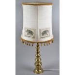 A Modern Brass Table Lamp with Shade, Overall Height 82cm