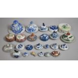 A Collection of Various Chinese Porcelain Lids, Various Ages to Include Blue and White, Famille