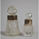 Two Victorian Silver Rimmed Glass Scent Bottles, Hallmarked London 1898 and Birmingham 1900,